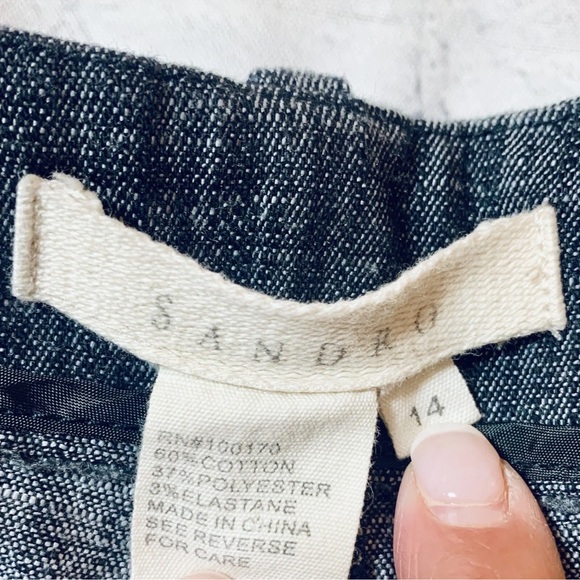 Sandro Womens Size 14 Classic Black Bermuda Shorts Slash Pockets Stretch - Picture 2 of 9